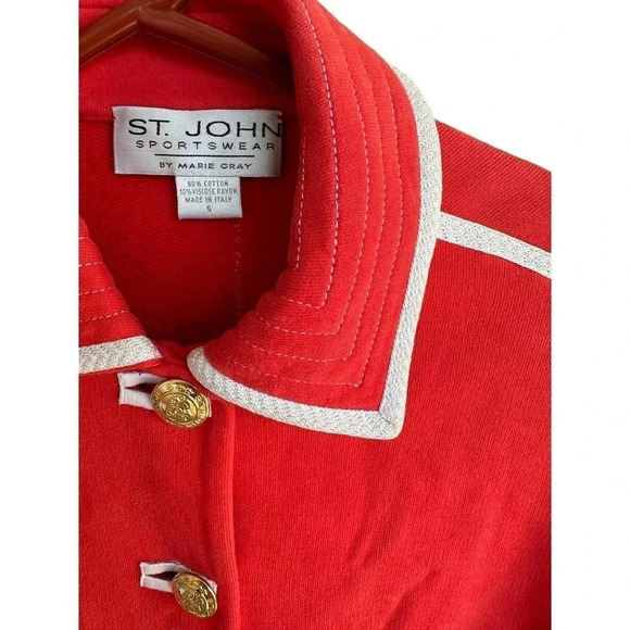 St. John by Marie Gray Women's Red Mid Length Button Down Jacket Size S - Picture 9 of 11
